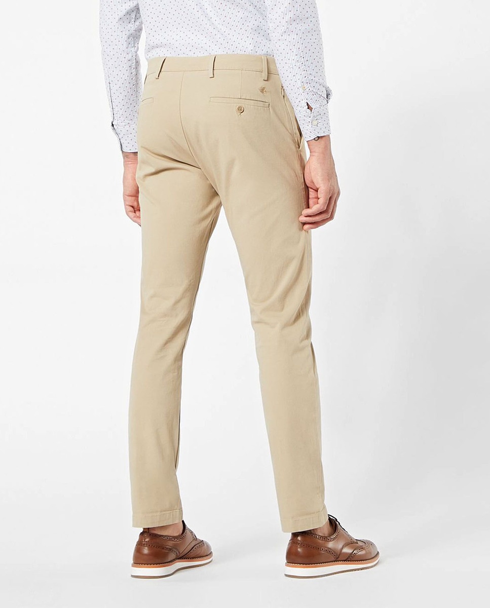 Calças Chino Elásticas Caqui-3