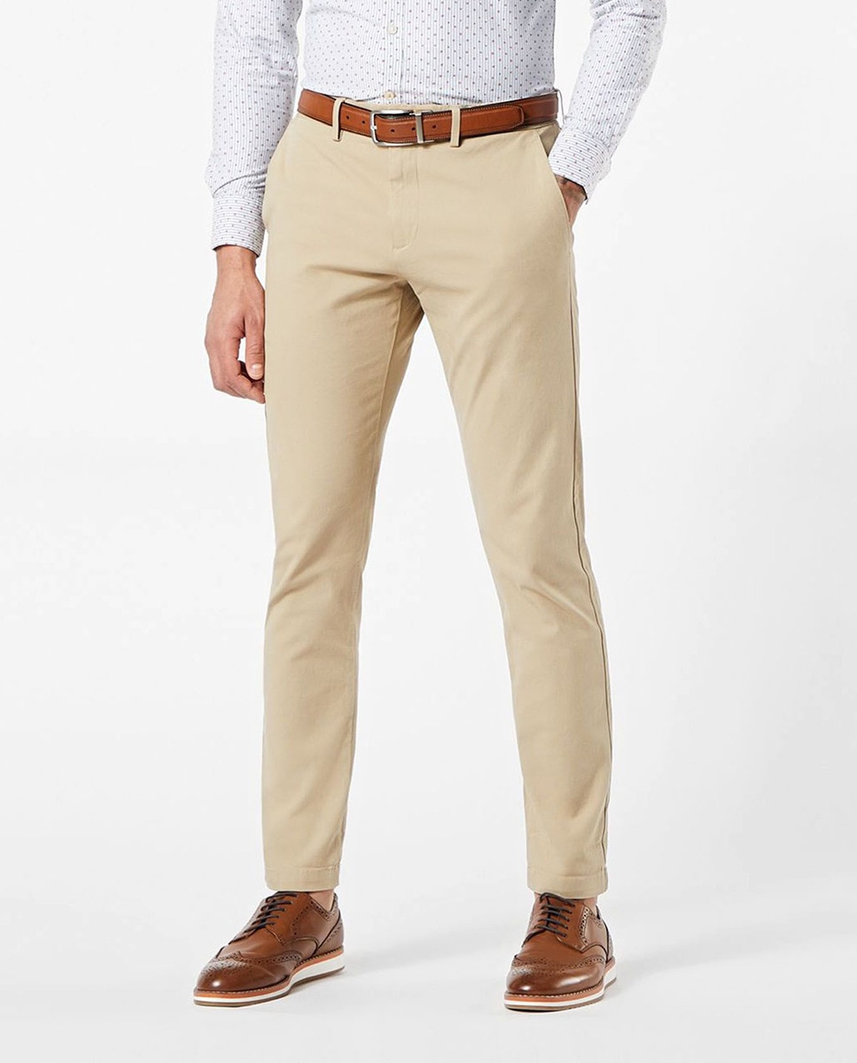 Calças Chino Elásticas Caqui-2