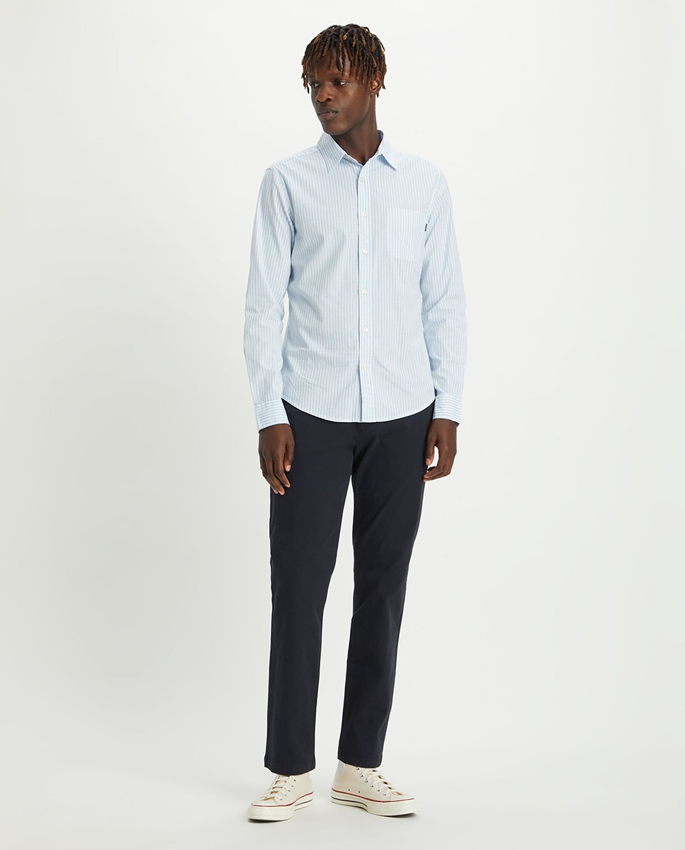 Calças Chino Elásticas Azul-marinho-1