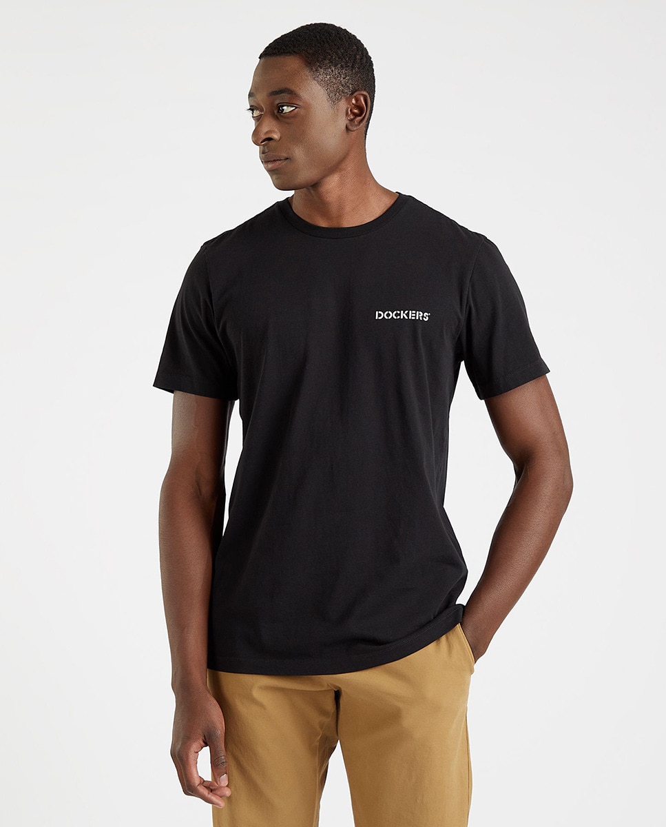 T-shirt de homem de manga curta preta Preto-1