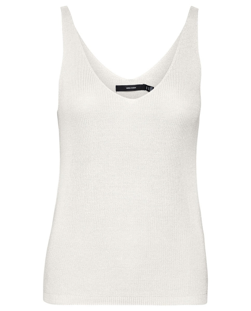 Top de malha de mulher sem mangas Branco-4