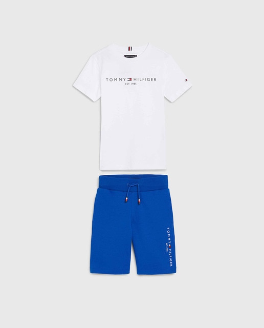 Imagen 0 de Set de bebé niño de camiseta de manga corta con logo Tommy y short con cintura elástica