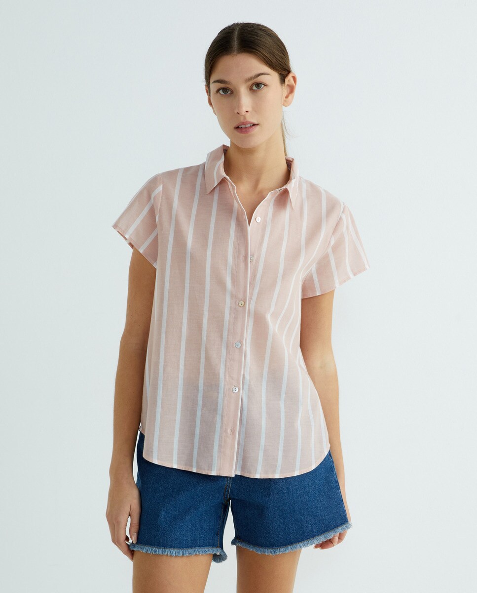 Camisa mujer algodón básica Crudo-2