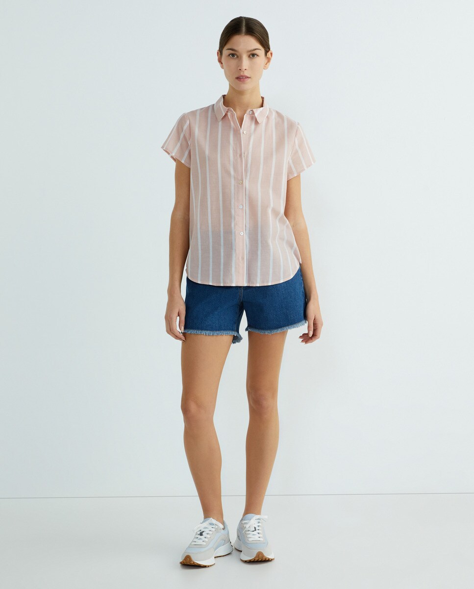 Camisa mujer algodón básica Crudo-1