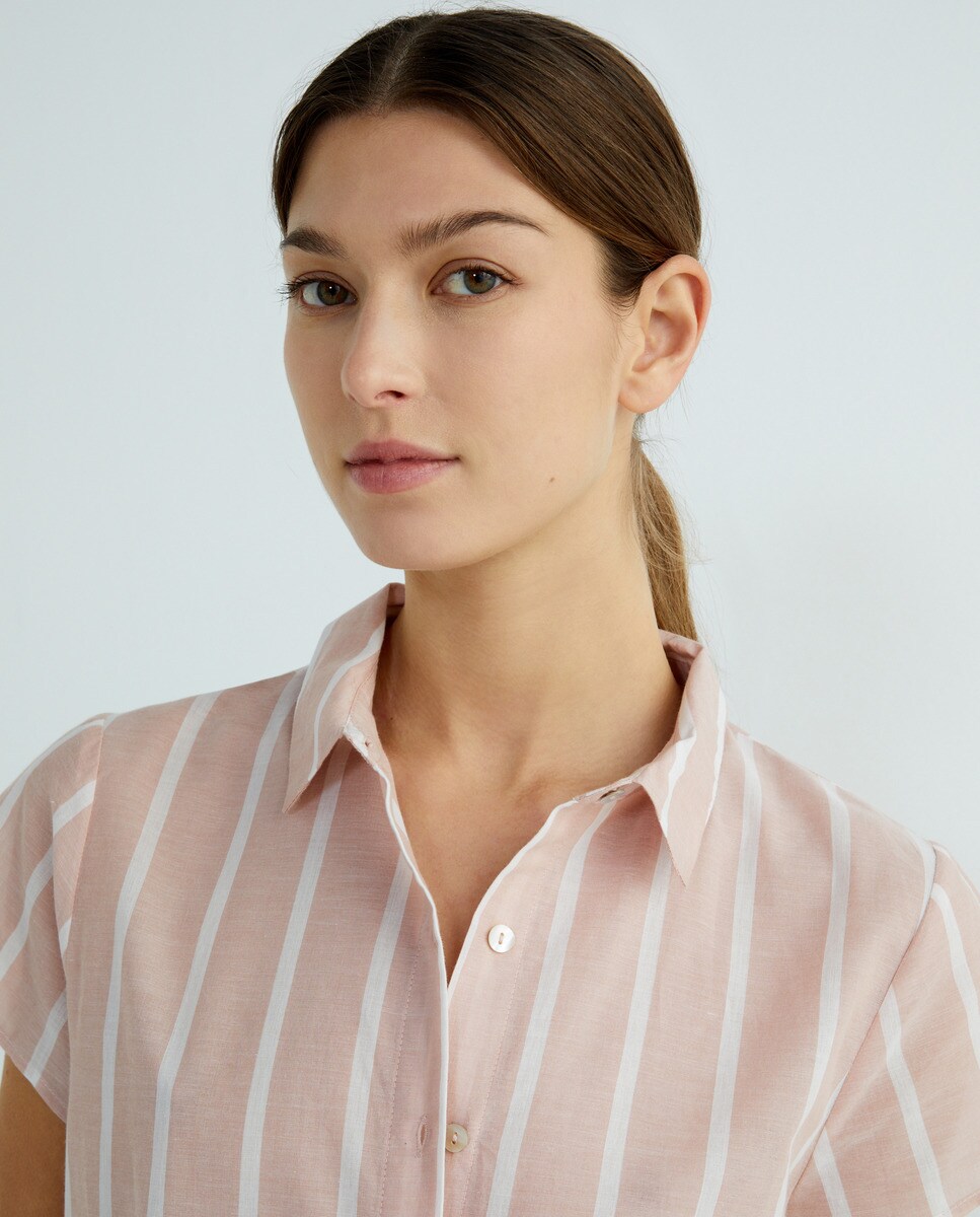 Camisa mujer algodón básica Crudo-3