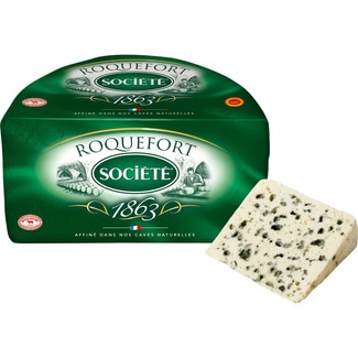 queso francés roquefort de oveja elaborado con leche cruda DOP peso aproximado pieza 1,35 kg - Societe