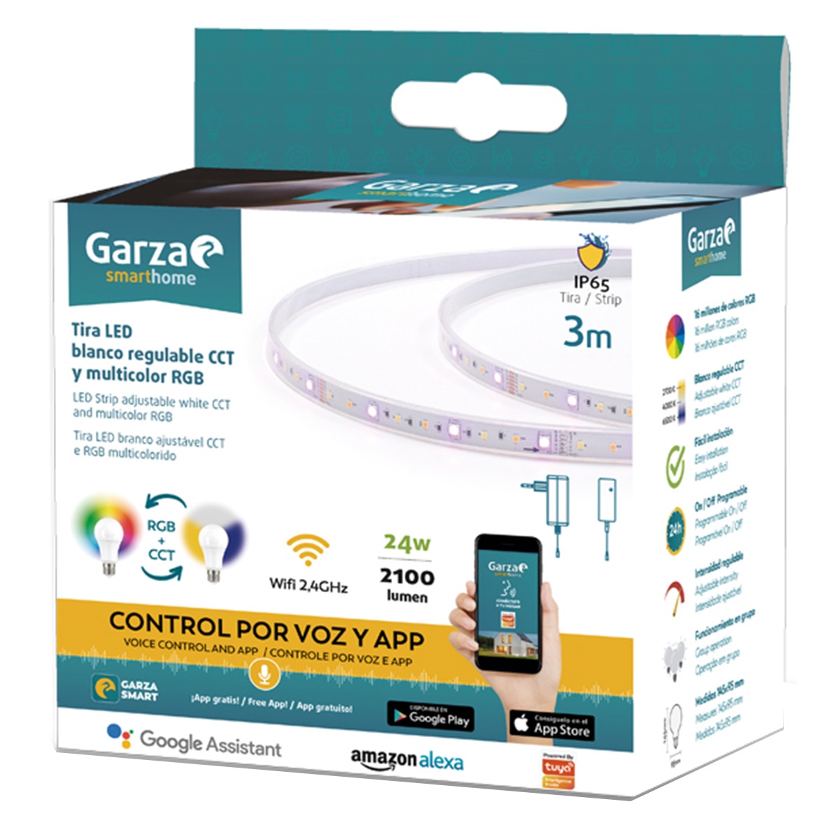 Tira LED Colores Smart Wi-Fi 3 m 24 W RGB-CCT para Exteriores Colores-5