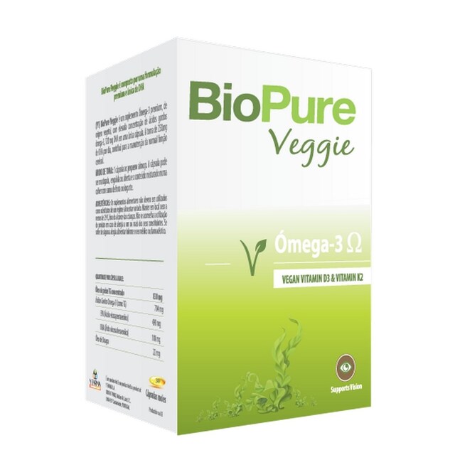 Imagem 0 de Suplemento Alimentar Biopure Veggie Ómega-3 + D3 + K2 - 30 cápsulas