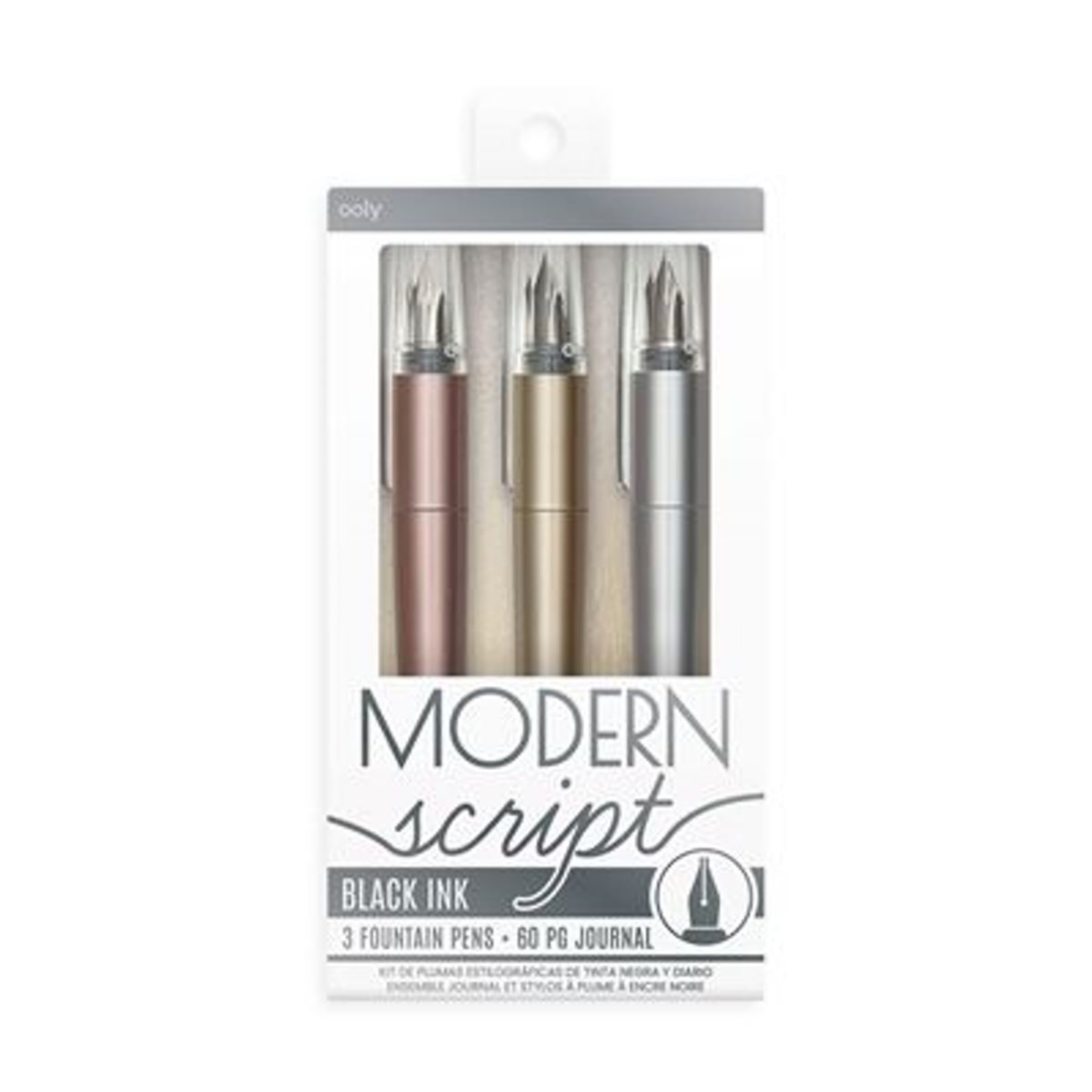 Conjunto de 3 Canetas de Tinta Permanente Ooly Modern Script com Bloco de Notas 1