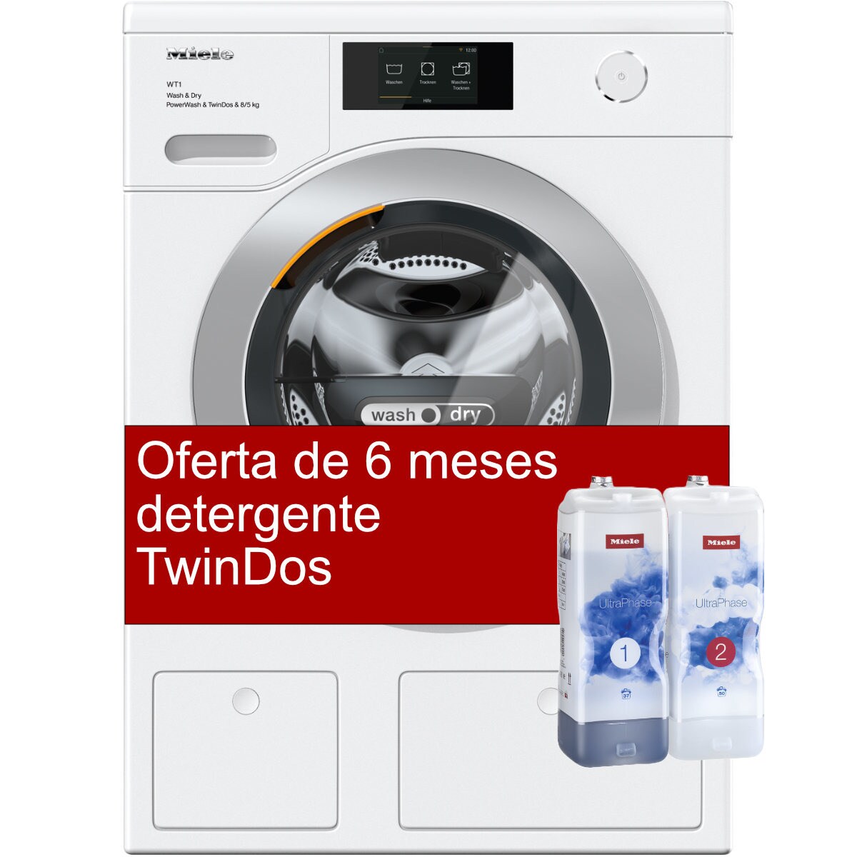 Máquina de Lavar e Secar Roupa Miele WTR 860 WPM PWash e TwinDos de 8/5 kg e 1600 rpm Branco