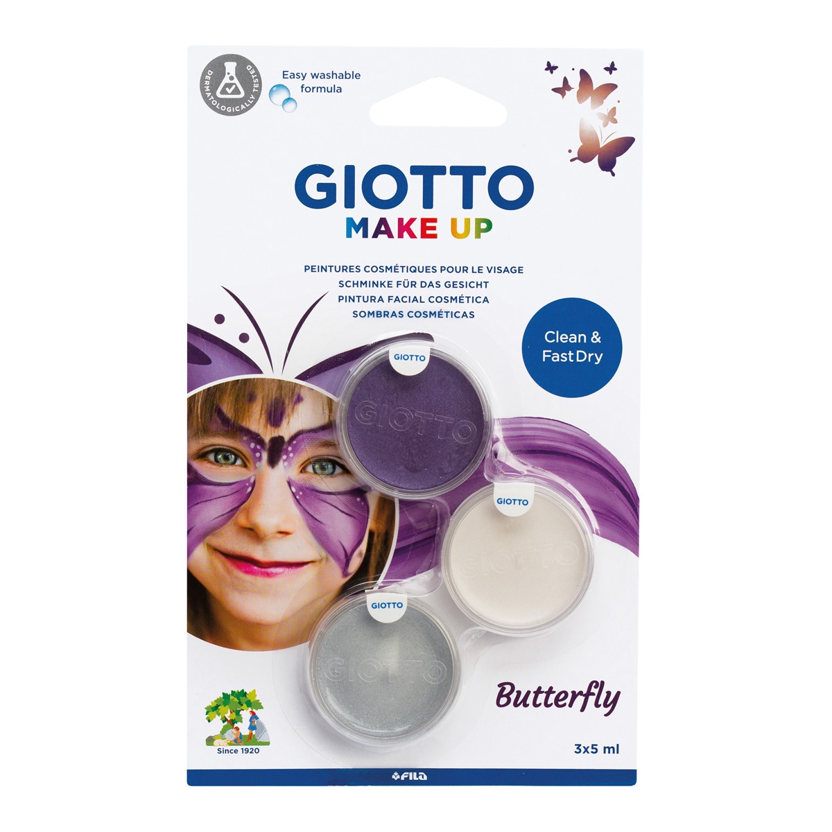 Imagen 0 de Blíster 3 unidades de pintura facial cosmética temática mariposa Make Up Giotto