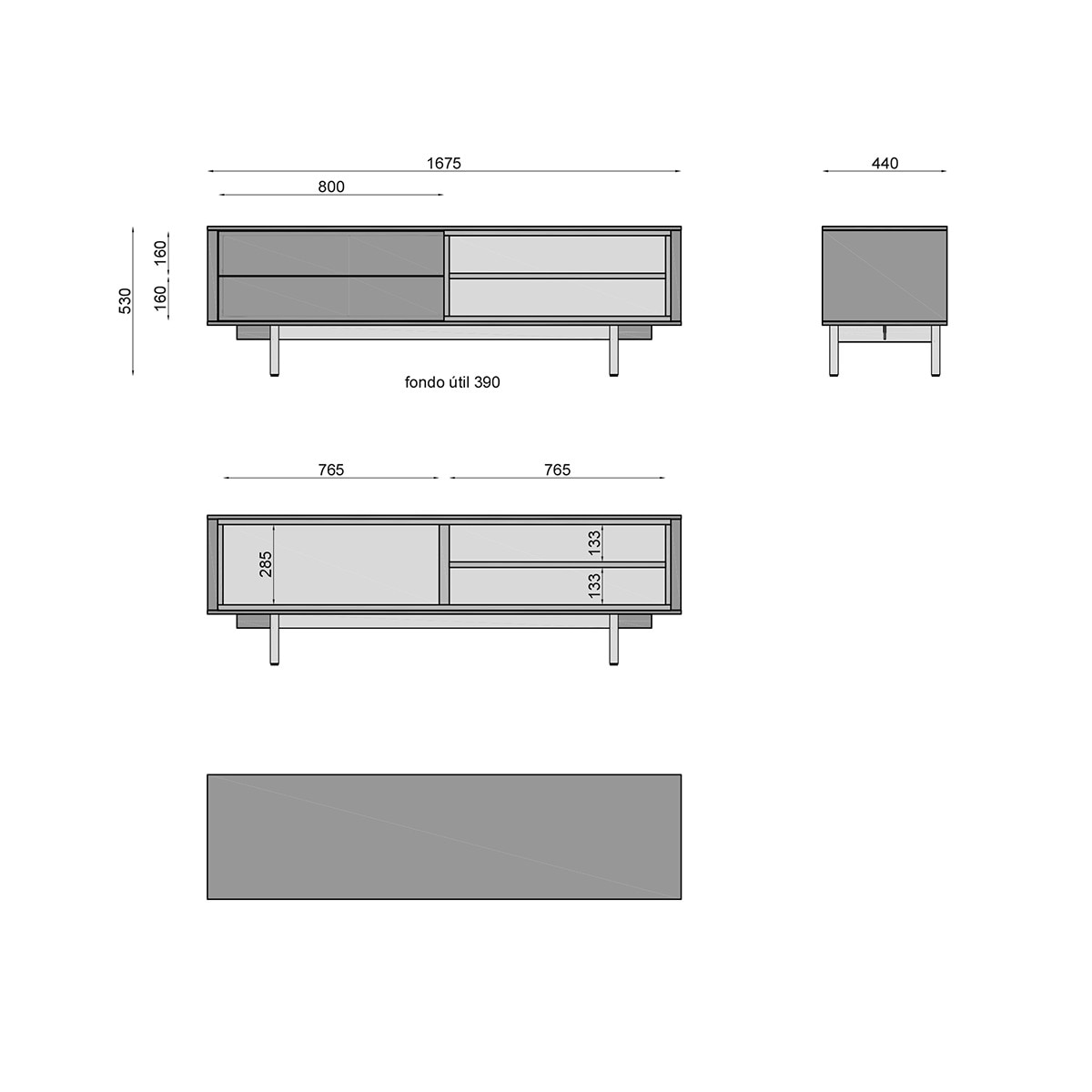 Móvel de TV Moss - 167,5 cm Branco-5
