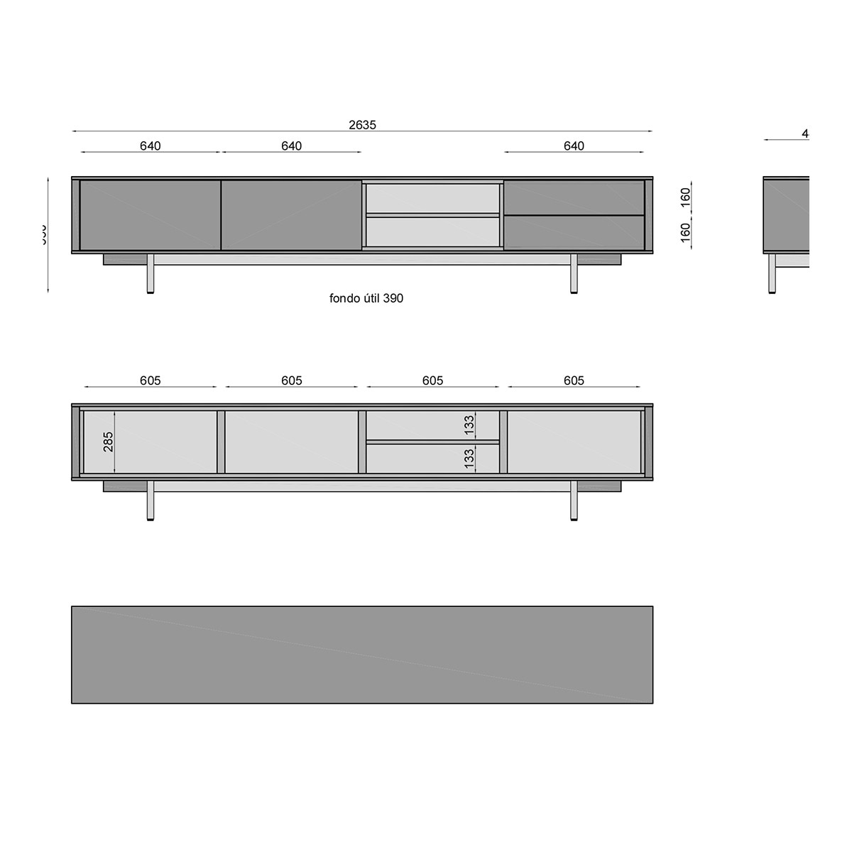 Móvel de TV Moss - 263,5 cm Rola / Areia-6