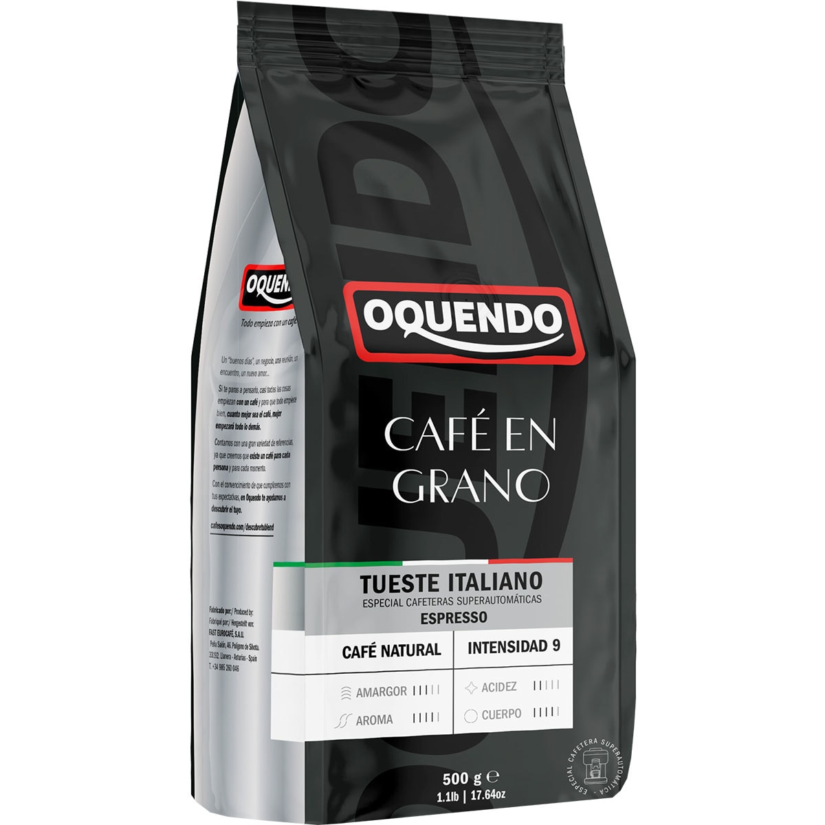 café en grano natural tueste italiano intensidad 9 paquete 500 g