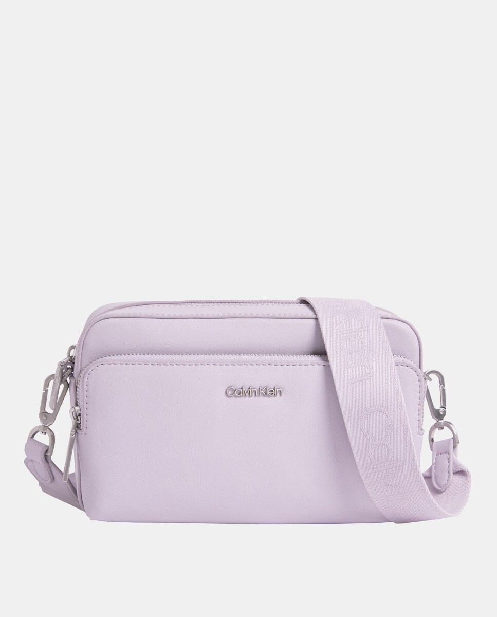 Petit sac à bandoulière uni lilas zippé
