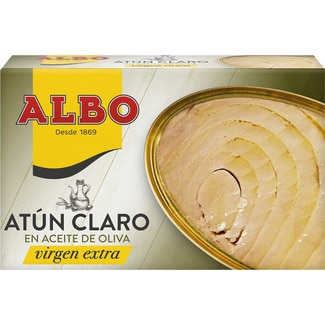 atún claro en aceite de oliva virgen extra lata 82 g neto escurrido - Albo