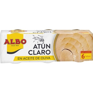 atún claro en aceite de oliva pack 6 latas 48 g neto escurrido - Albo