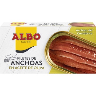 filetes de anchoa en aceite de oliva lata 29 g neto escurrido - Albo