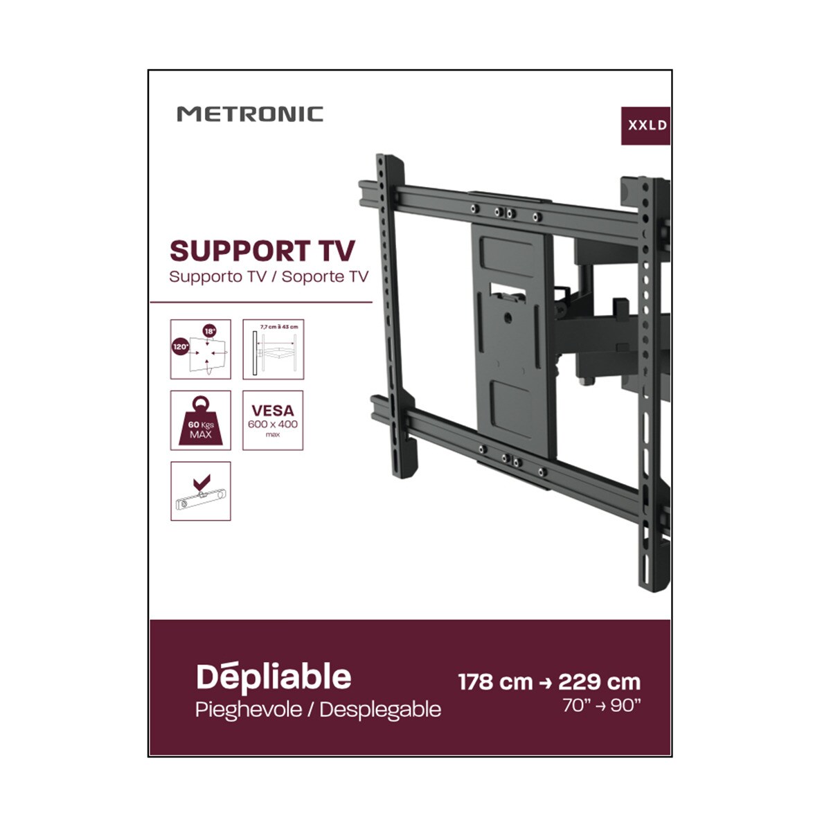 Soporte TV Desplegable 70" a 90" Negro-2