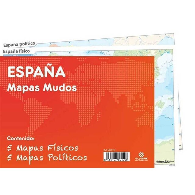 Imagen 0 de Pack mapas mudos es España 5+5 Grupo Erik blanco y celeste