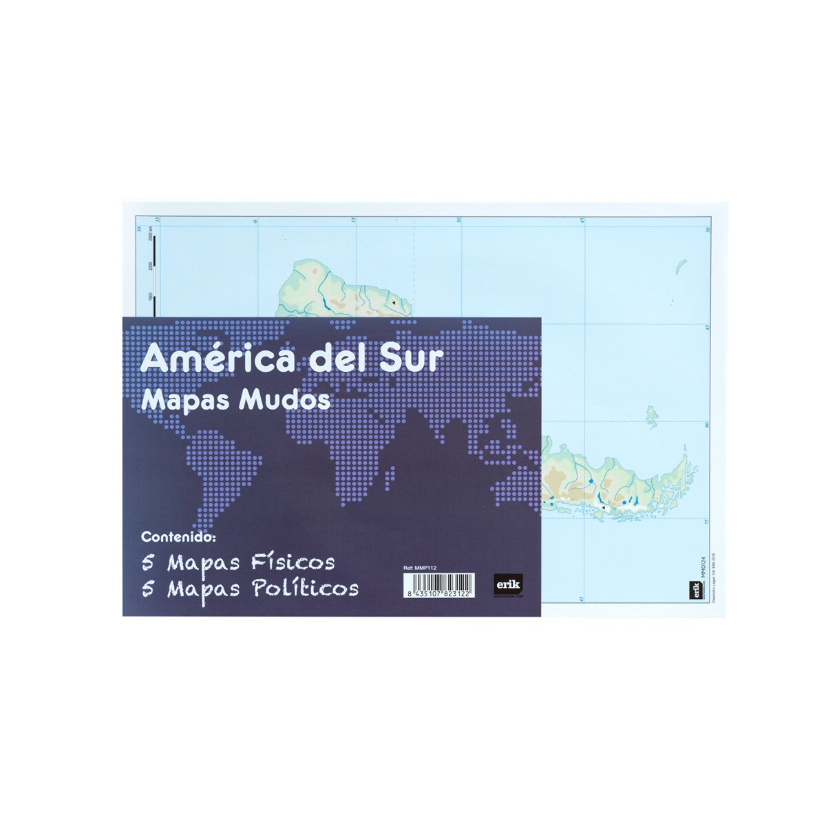 Pack de 10 Mapas Mundi América do Sul (5 Políticos + 5 Físicos) Azul-1