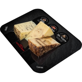 tabla de quesos curados de oveja trufa, anchoa y ajo negro envase 300 g - Vega Sotuelamos