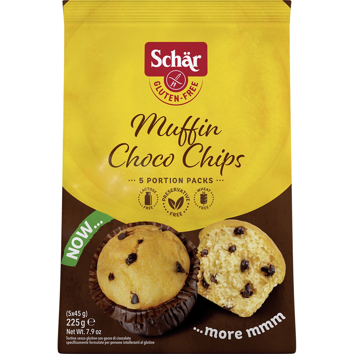 Mini muffins con choco chips sin gluten y sin lactosa paquete 225 g y sin aceite de palma