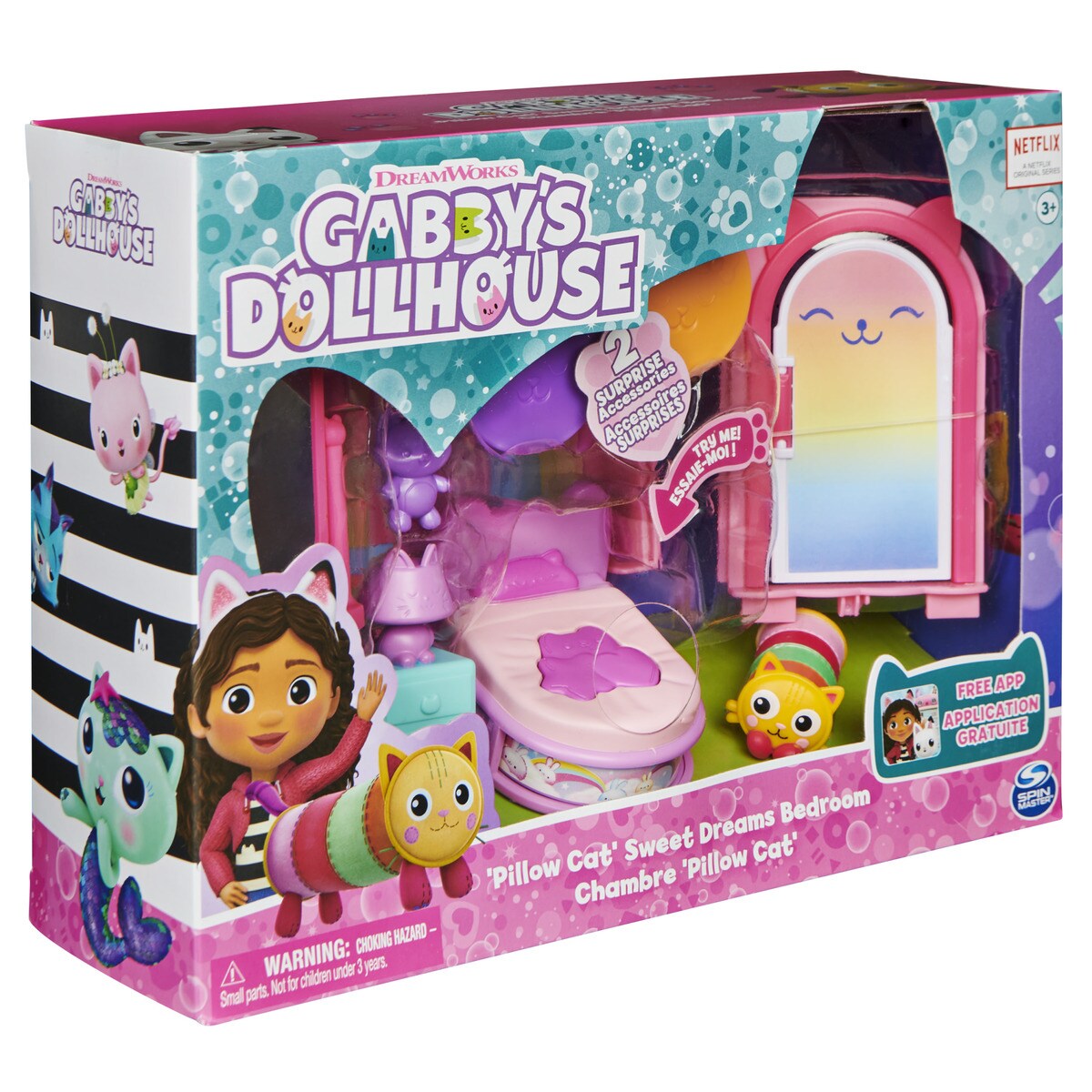 Gabby's Dollhouse Girls Dress - Official DreamWorks Pink Floral Skater Dress With Character Design
