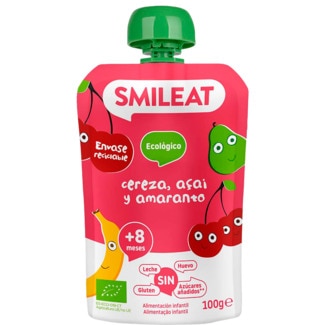 Cereja, Açaí e Amaranto +8 Meses sem Glúten Biológico embalagem 100 g - Smileat