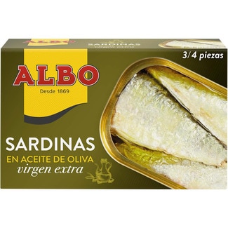sardinas en aceite de oliva virgen extra lata 85 g neto escurrido - Albo