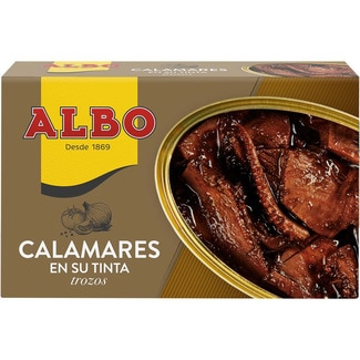 calamares troceados en su tinta lata 72 g neto escurrido - Albo