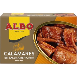 calamares en salsa americana lata 72 g neto escurrido - Albo