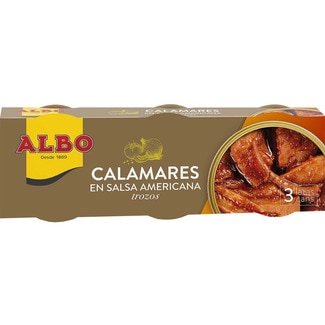 calamares en salsa americana pack 3 lata 50 g neto escurrido - Albo