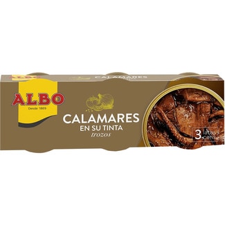 calamares en su tinta pack 3 lata 50 g neto escurrido - Albo