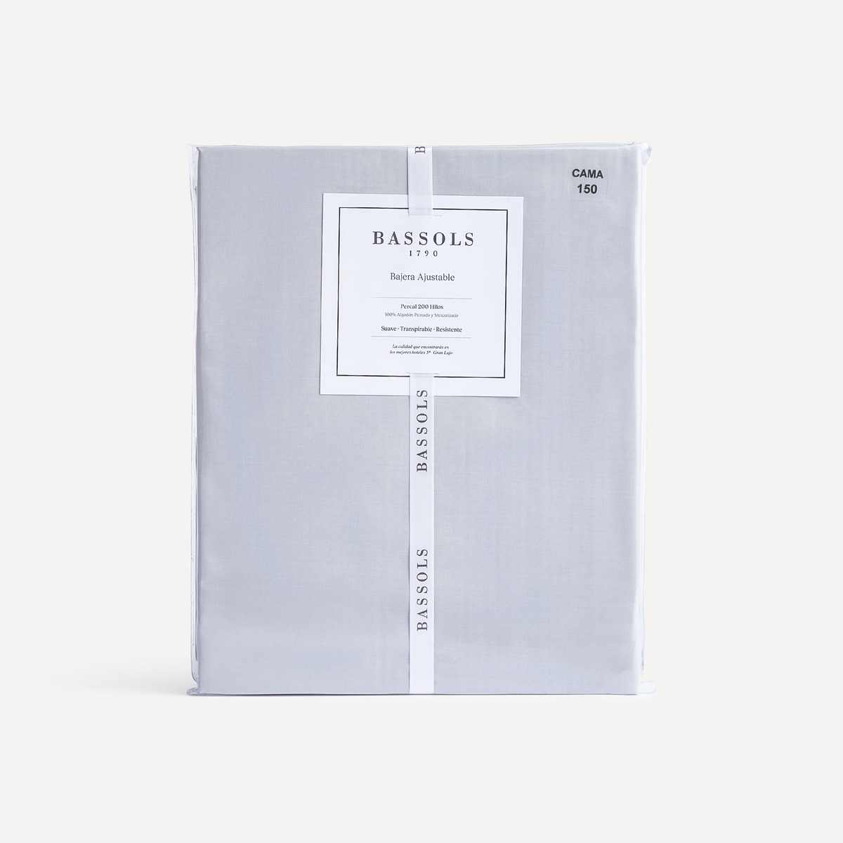 Sábana bajera ajustable algodón egipcio 200 hilos Tacto Bassols - Gris Cama 90 cm Gris-4