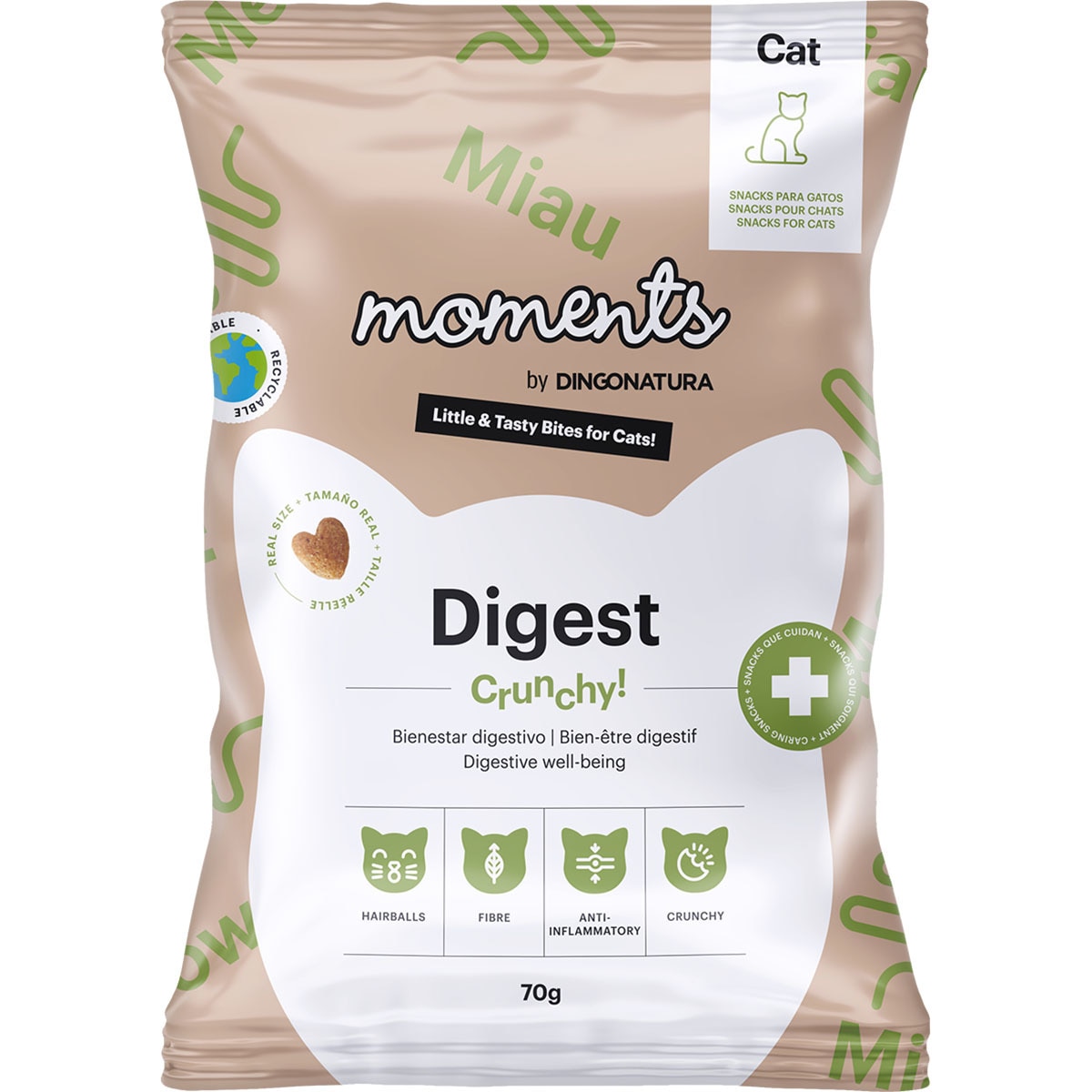 Digest snacks para gatos bienestar digestivo envase 70 g
