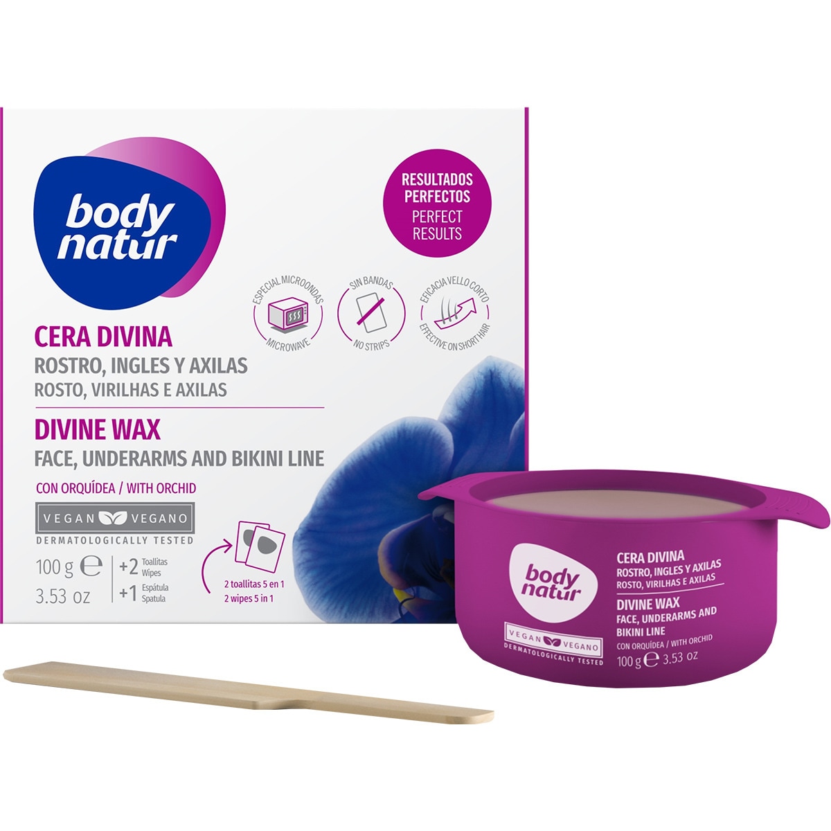 cera depilatoria Dvivina Wax para rostro, ingles y axilas con orquídea tarro 100 g