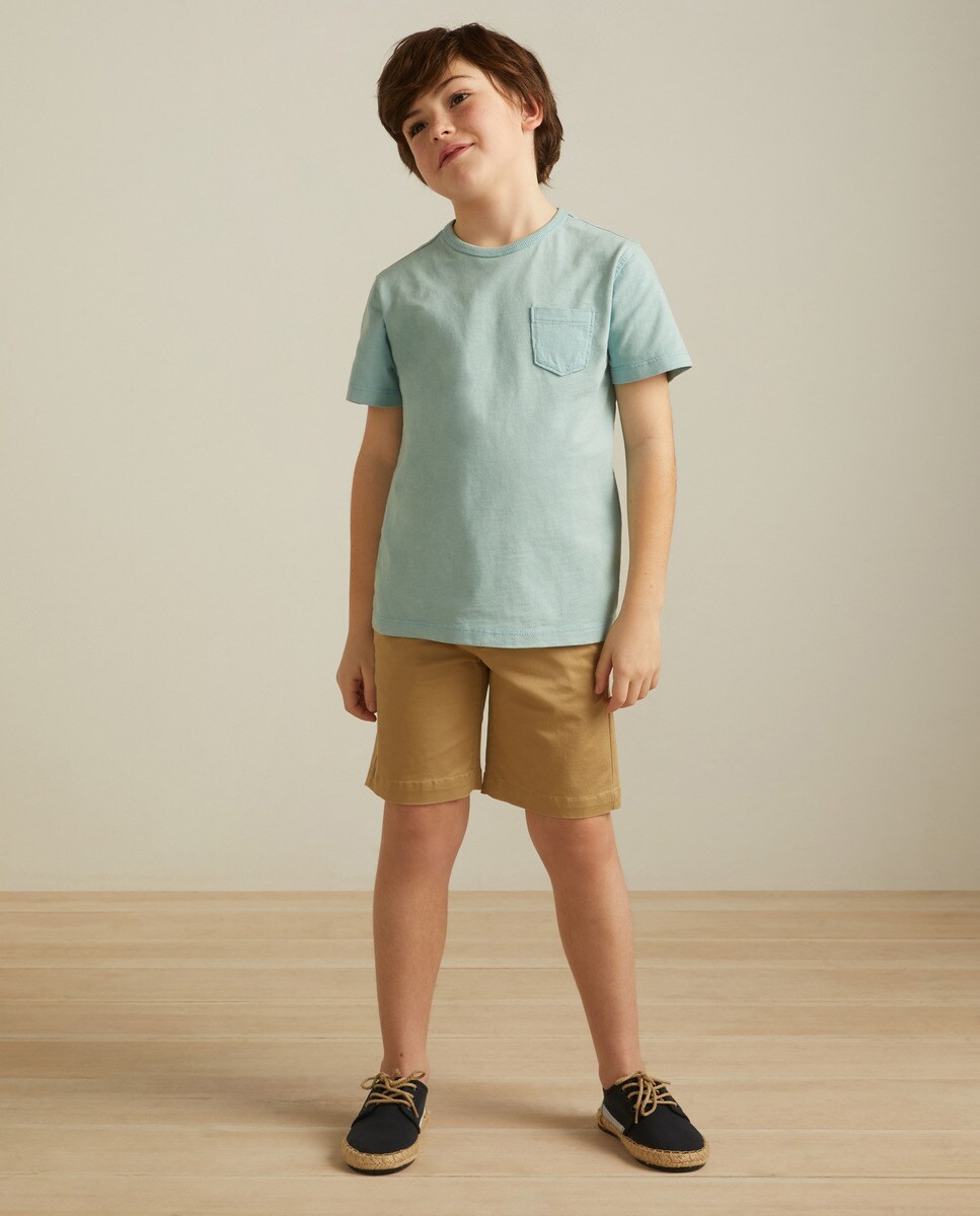 Tshirt manches courtes slub poche uni