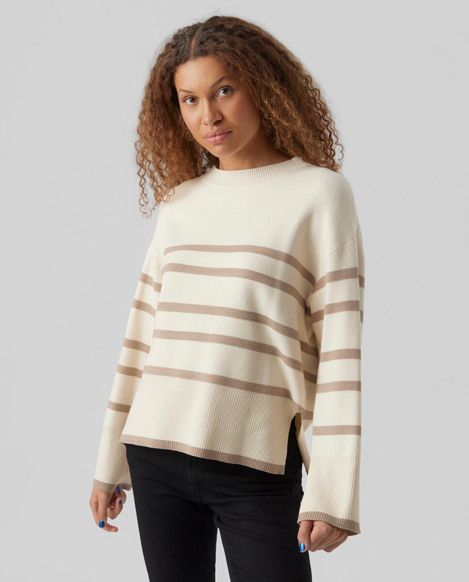 Pull à motif à manches longues et col rond