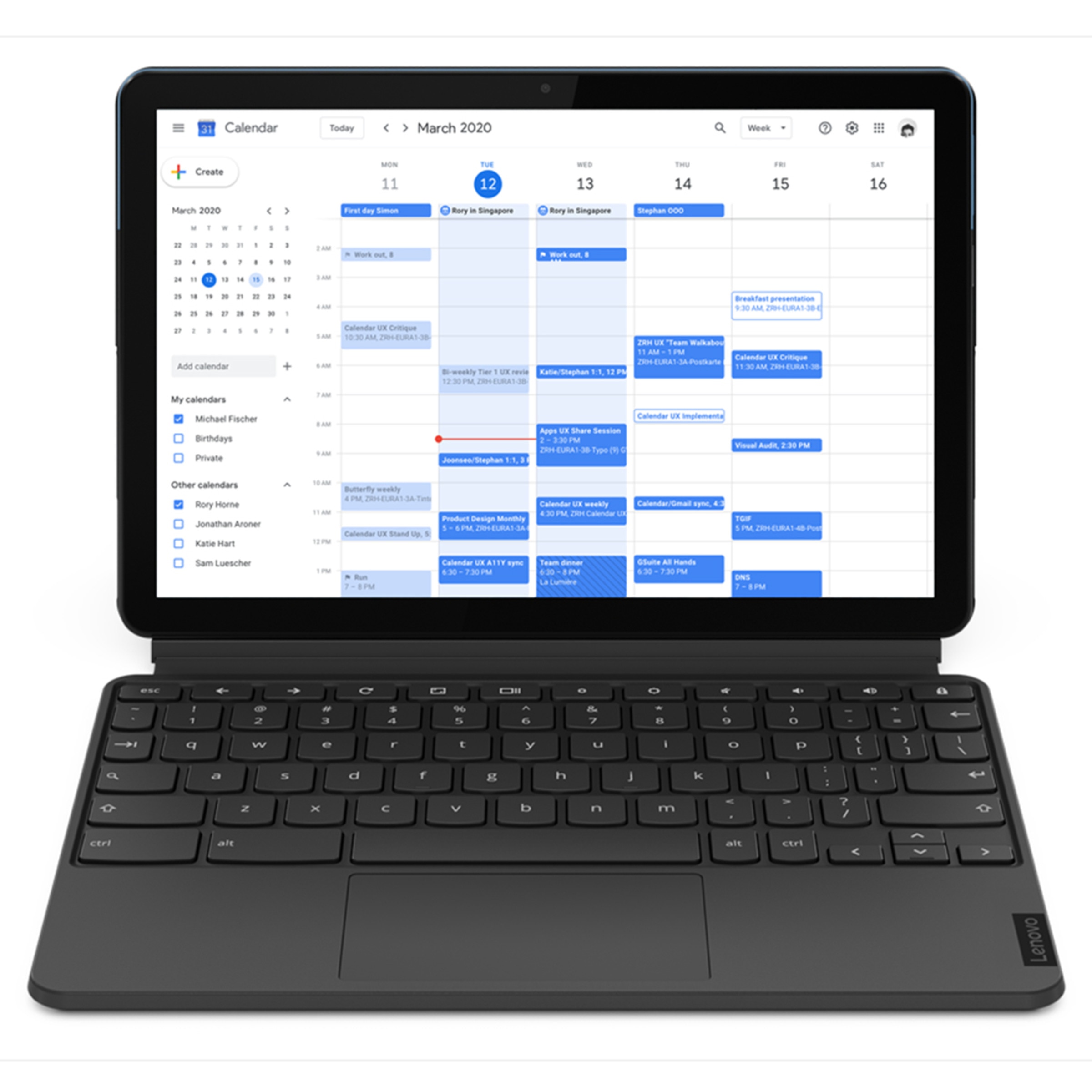 Chromebook convertible 2 en 1 Lenovo IdeaPad Duet, MediaTek, 4GB, 128 GB eMCP, 10,1", ChromeOS (Reacondicionado Grado A) Gris / Azul-1