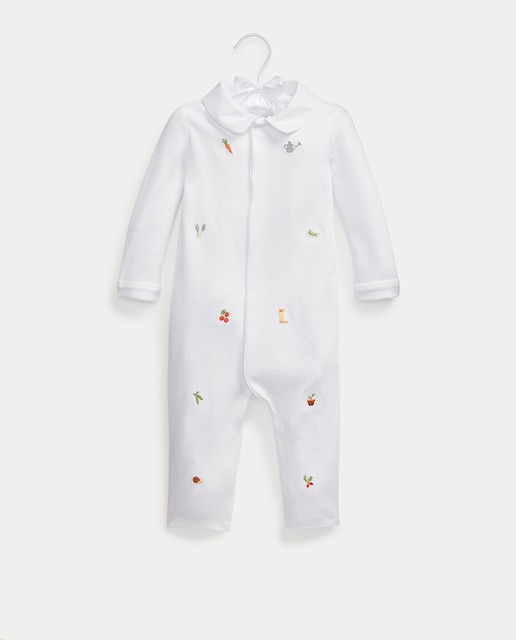 Imagen 0 de Pelele de bebé niño en blanco con microbordado