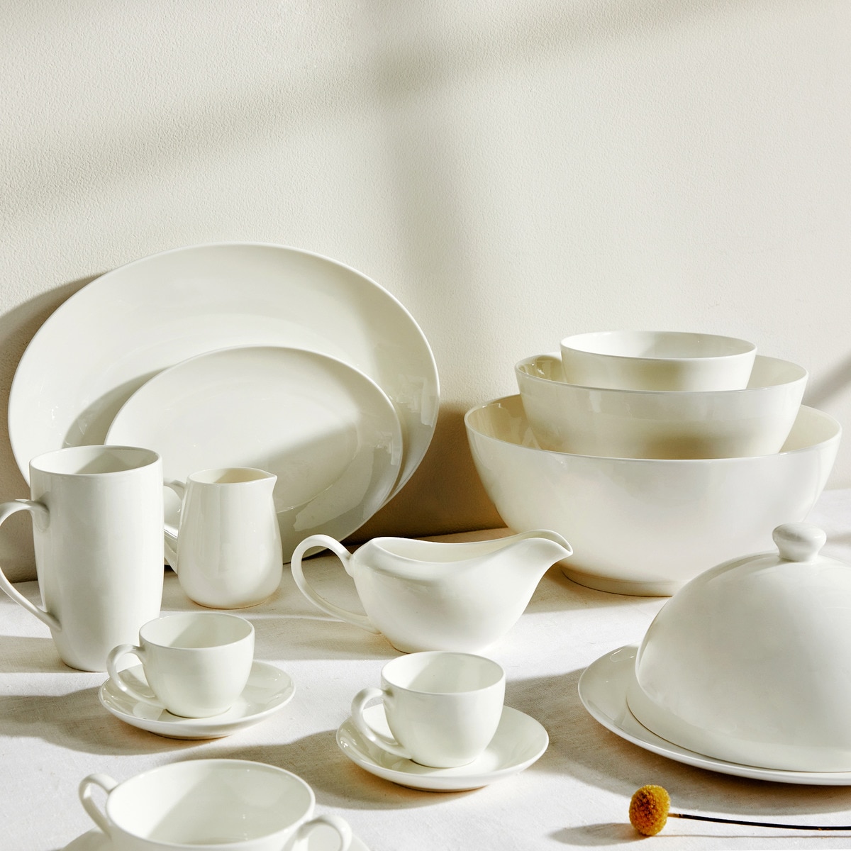 Molheira redonda Bone China Essential El Corte Inglés Branco-3