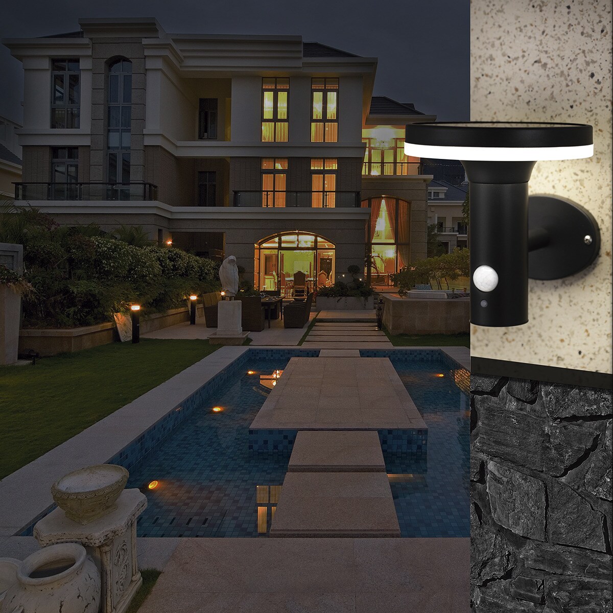 Aplique Exterior Solar Baltimore 6W 3000K Negro-2