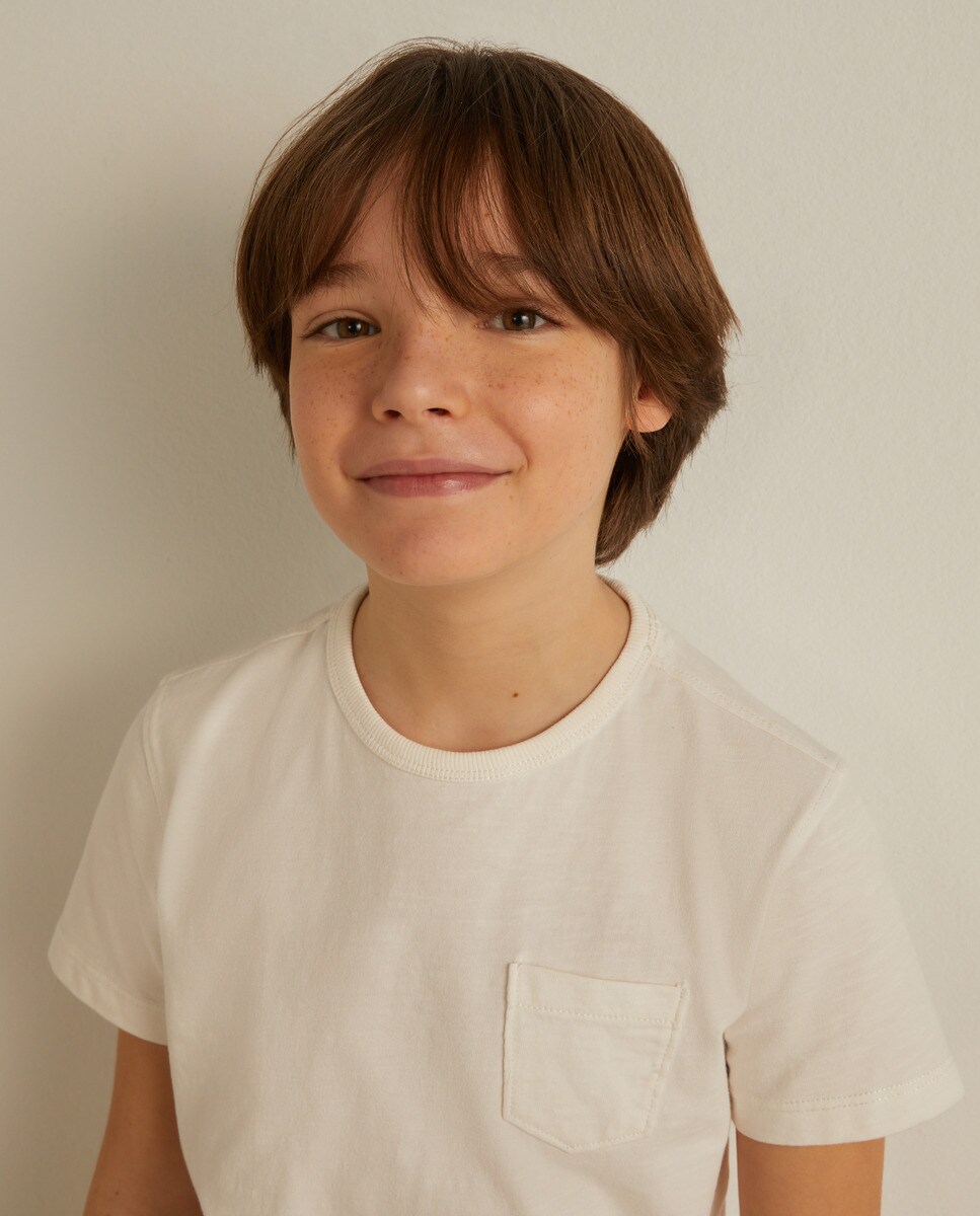 Tshirt manches courtes slub poche uni