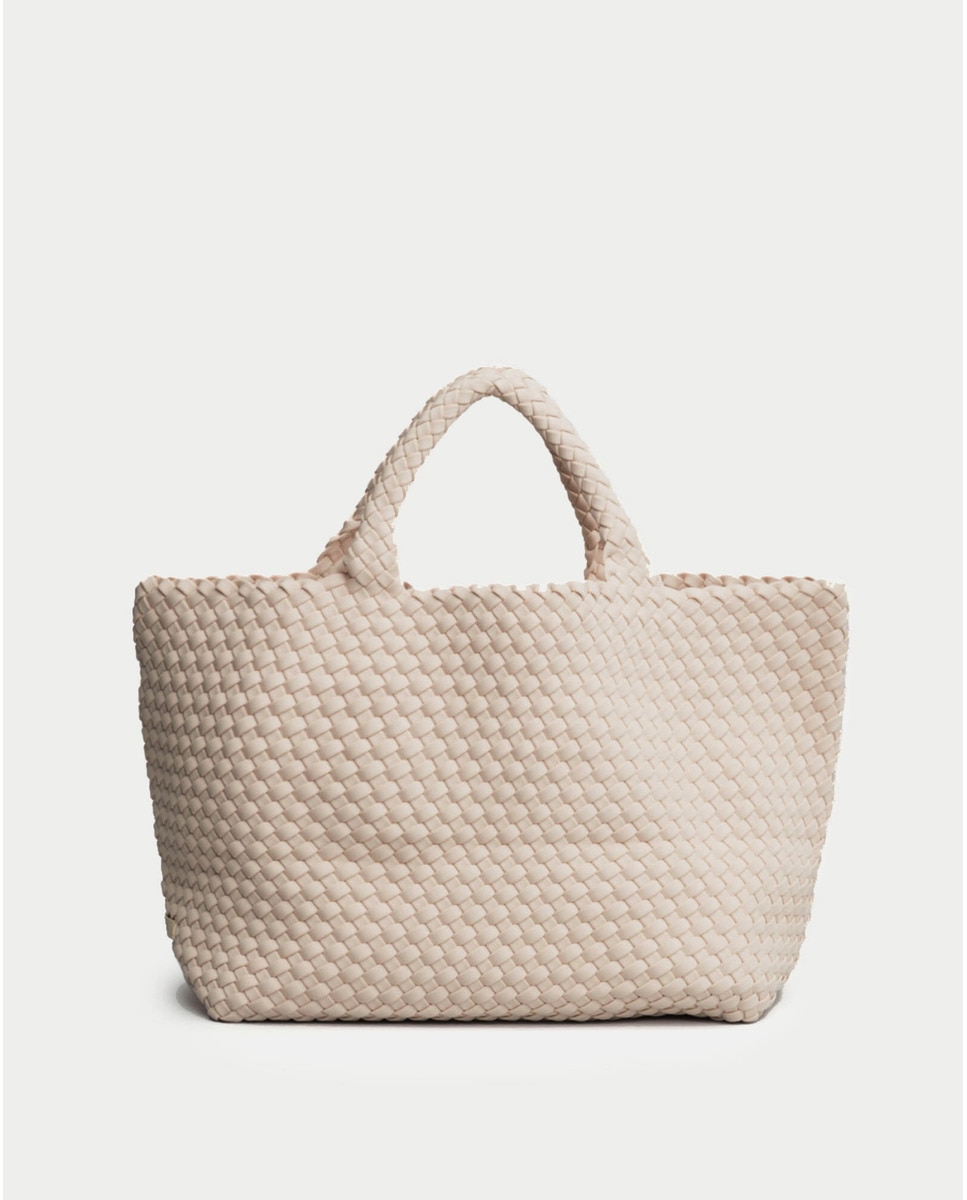 Mala Tipo Tote Grande Entrançada com Compartimento Amovível - Creme Creme-1