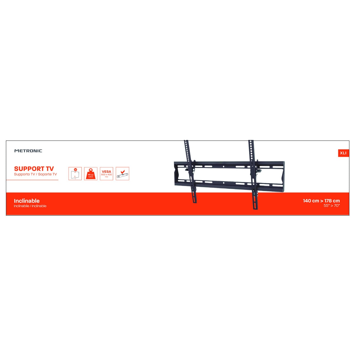 Suporte de Parede Inclinável para TV 55-70'' Preto-3