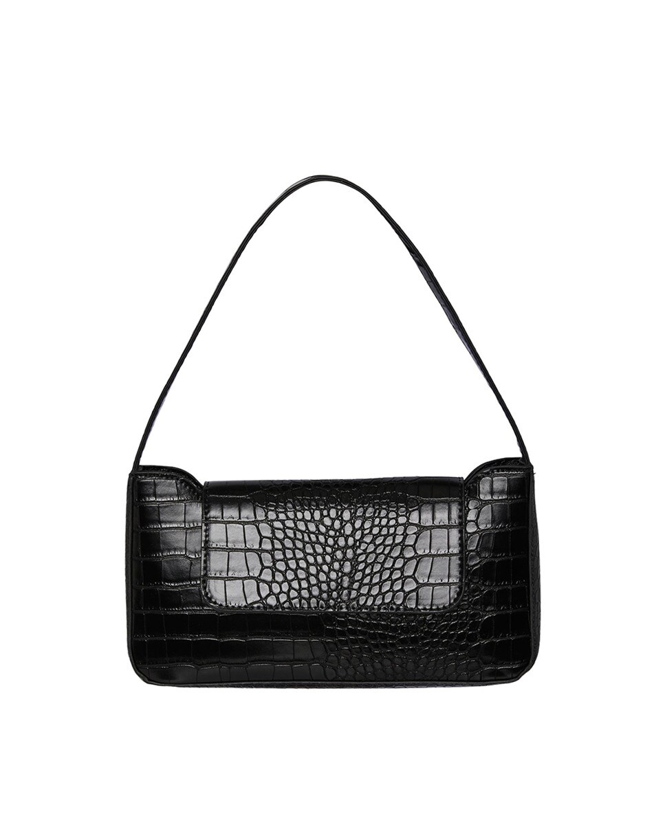 Sac allongé porté épaule imitation croco
