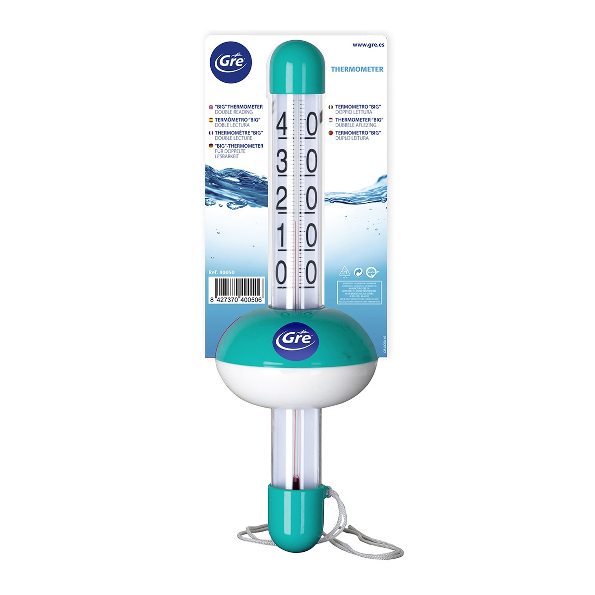 Termómetro Flotante Piscinas Big de Doble Lectura Azul Turquesa-2