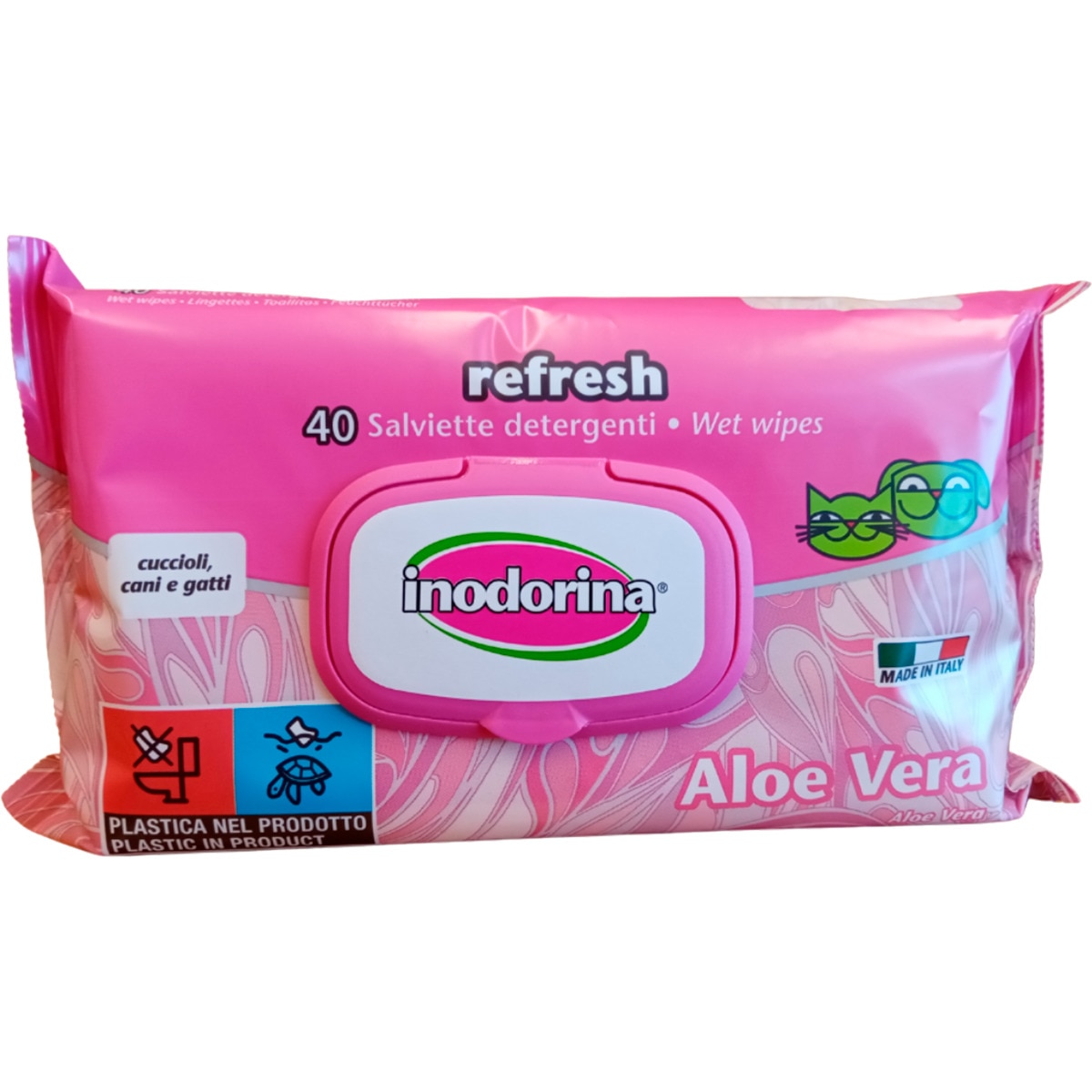 Toalhitas Refresh de Aloe Vera embalagem 40 unidades