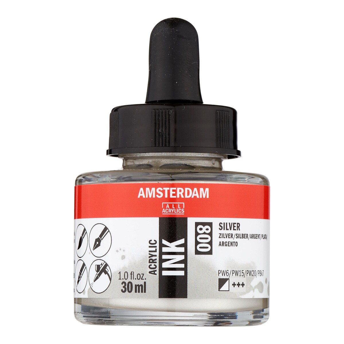 Bote de tinta acrílica de 30 ml Ámsterdam plata Plata-1